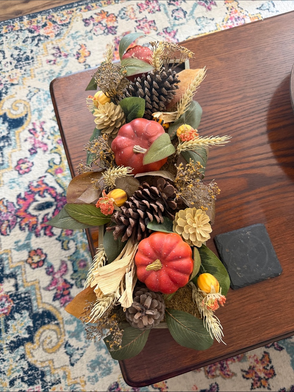 Kirklands Red Pumpkin & Pinecone Faux Floral Table Arrangement